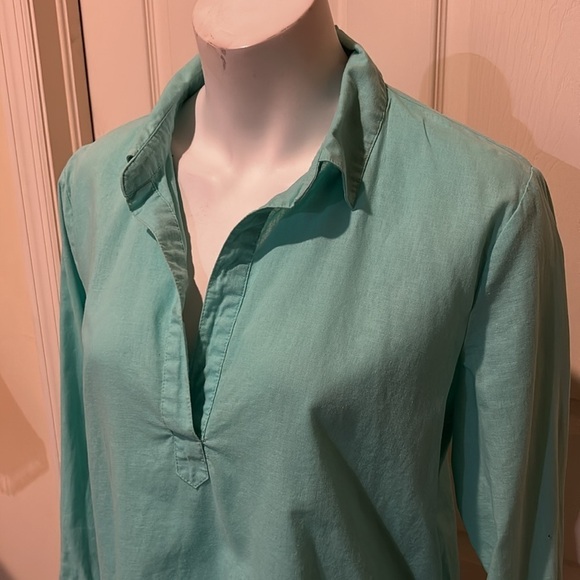 Vineyard, Vines, linen,/cotton, blend turquoise tunic. Medium - Picture 3 of 11